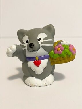 Little People Grey Tabby Cat Figure Dollhouse Family Pet Flowers Kitty 4/$20 🛑